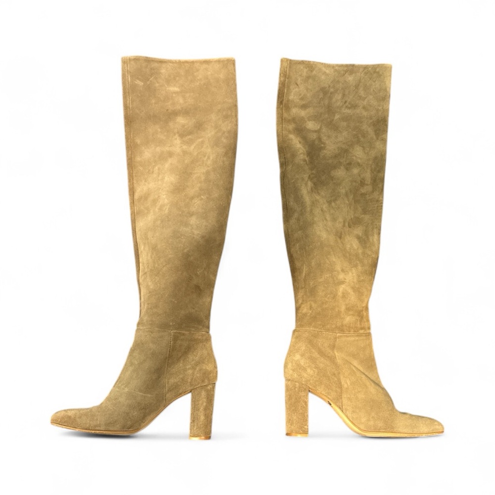 Zara Suede Over the Knee Boots in Tan